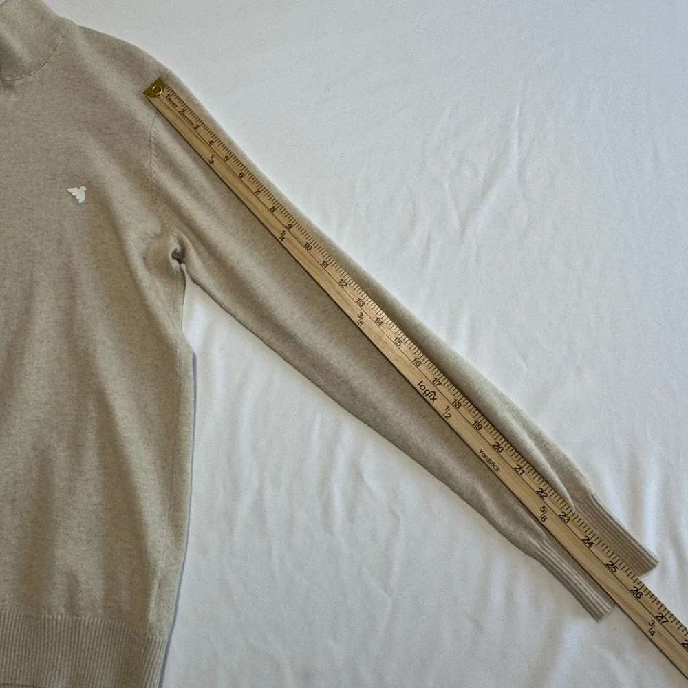 Macade Golf Bridge Merino Quarter Zip Mens Small Oatmeal Wool & Cashmere Blend